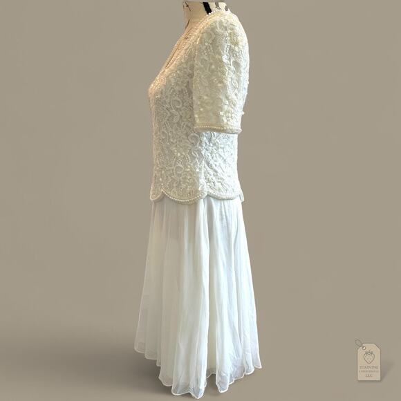Vintage Brilliante by J.A. Ivory Beaded Sequin Formal Dress P/S - Picture 5 of 10